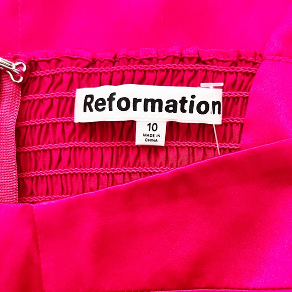 Reformation Fonda Silk Dress in Rhubarb - Picture 4 of 7